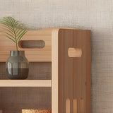 Modern Kids Room Vertical Wooden Natural Bookshelf Image - 3
