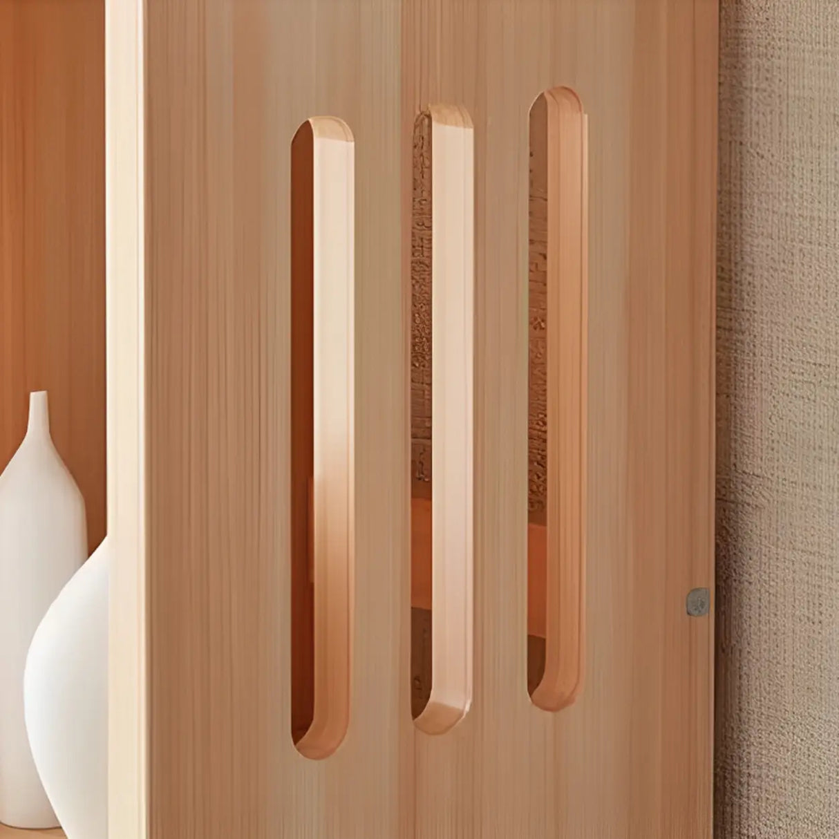 Modern Kids Room Vertical Wooden Natural Bookshelf Image - 4