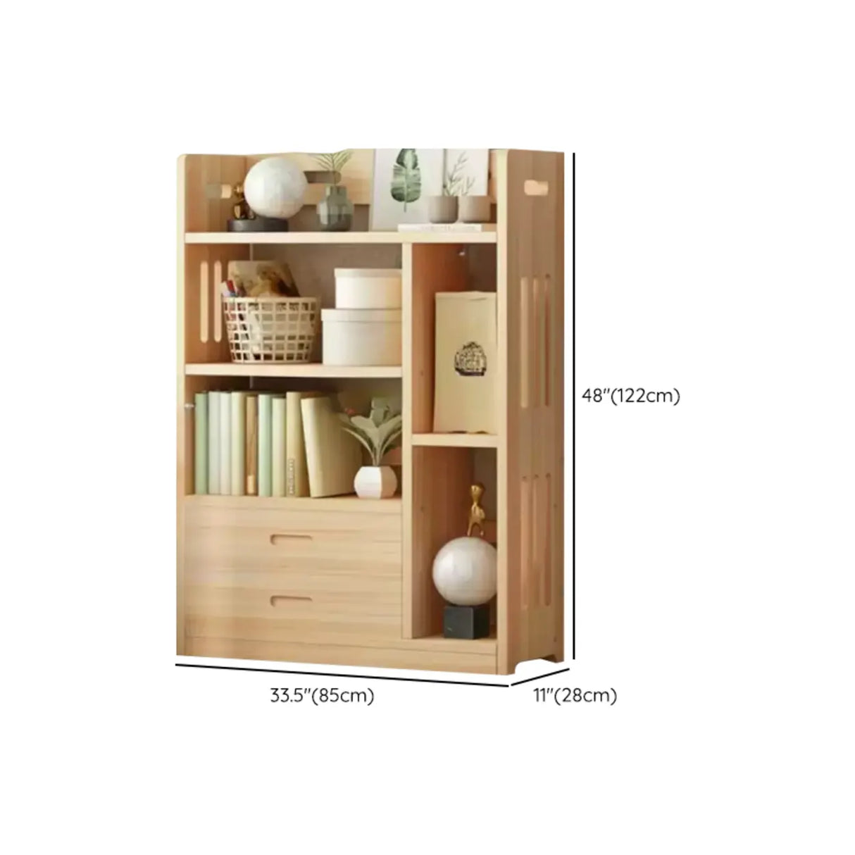 Modern Kids Room Vertical Wooden Natural Bookshelf 