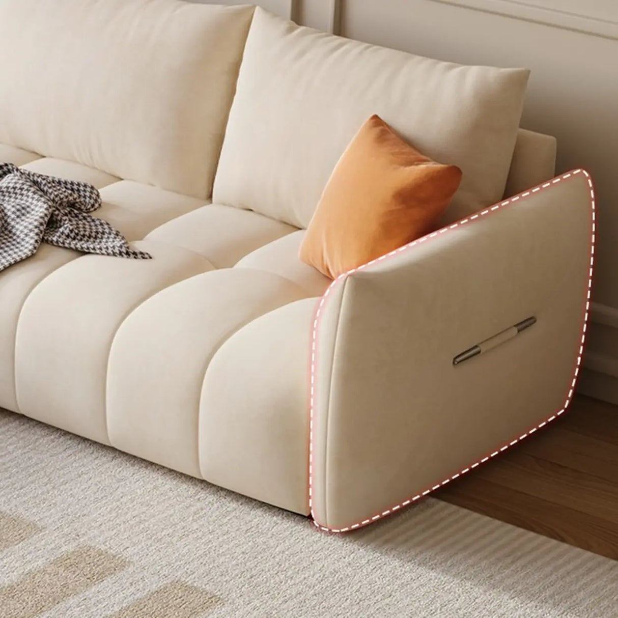 Modern L-Shape Fabric Living Room Beige Large Sofa Image - 10