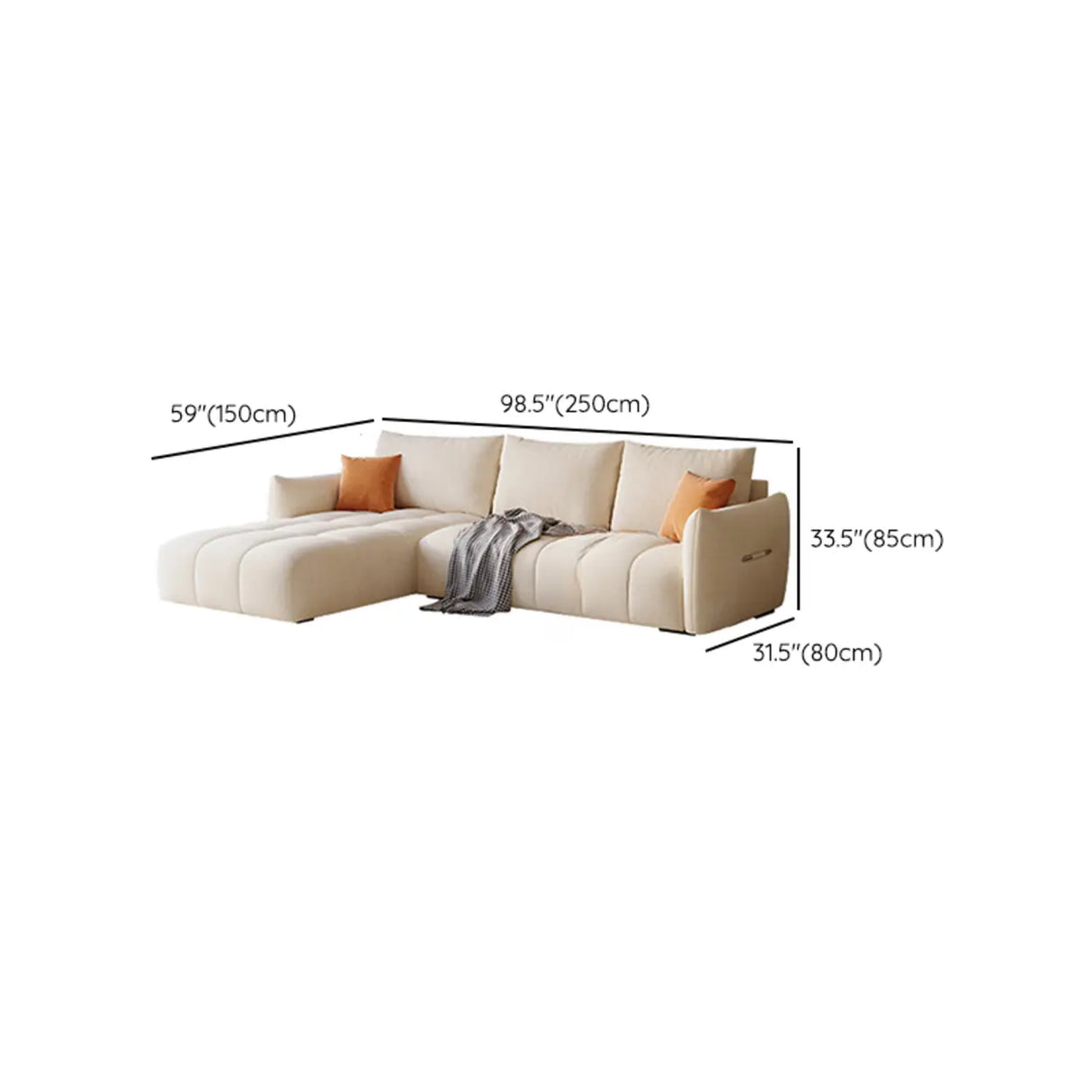 Modern L-Shape Fabric Living Room Beige Large Sofa Image - 12