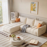 Modern L-Shape Fabric Living Room Beige Large Sofa Image - 4