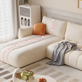 Modern L-Shape Fabric Living Room Beige Large Sofa Image - 6