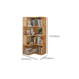 Modern L-Shape Natural Finish Wood Corner Bookcase #size