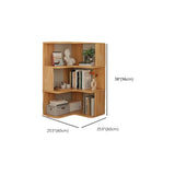 Modern L-Shape Natural Finish Wood Corner Bookcase Image - 14
