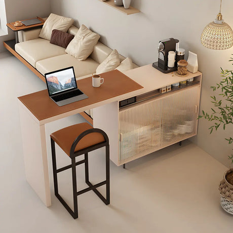 Modern L-Shaped Extendable Bar Table with Storage Image - 1