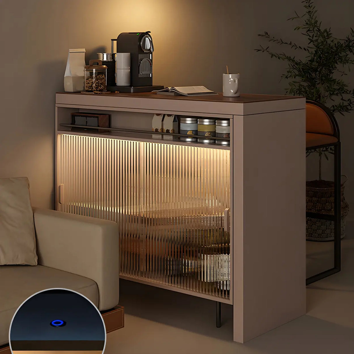 Modern L-Shaped Extendable Bar Table with Storage Image - 11
