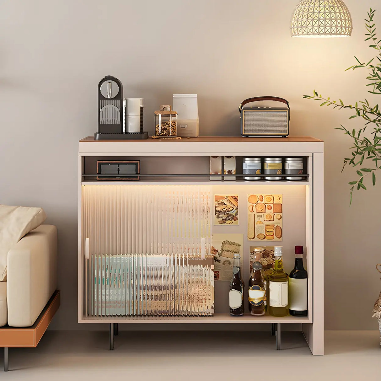 Modern L-Shaped Extendable Bar Table with Storage Image - 3