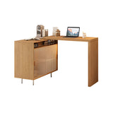 Modern L-Shaped Extendable Bar Table with Storage Image - 6