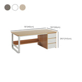 Modern L-Shaped White Wooden Desk with Drawers, 1-2 People Image - 16