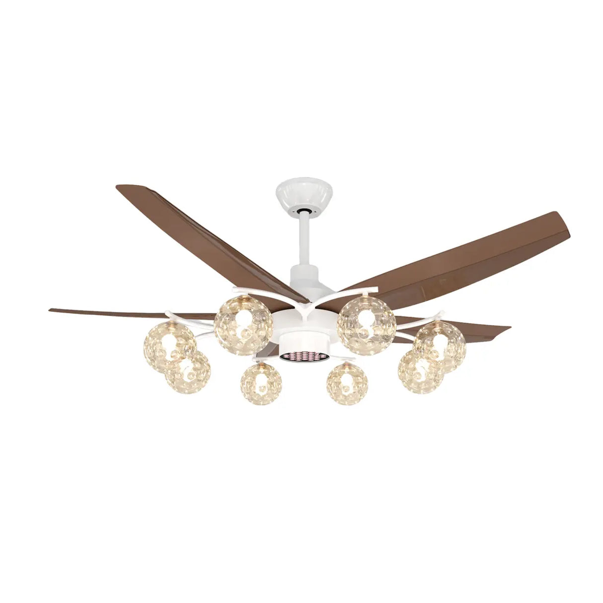 Modern Large 5-Blade Reversible Glass Globe Ceiling Fan Light Image - 10
