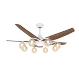 Modern Large 5-Blade Reversible Glass Globe Ceiling Fan Light Image - 10