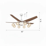 Modern Large 5-Blade Reversible Glass Globe Ceiling Fan Light #size