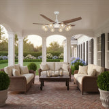 Modern Large 5-Blade Reversible Glass Globe Ceiling Fan Light Image - 2