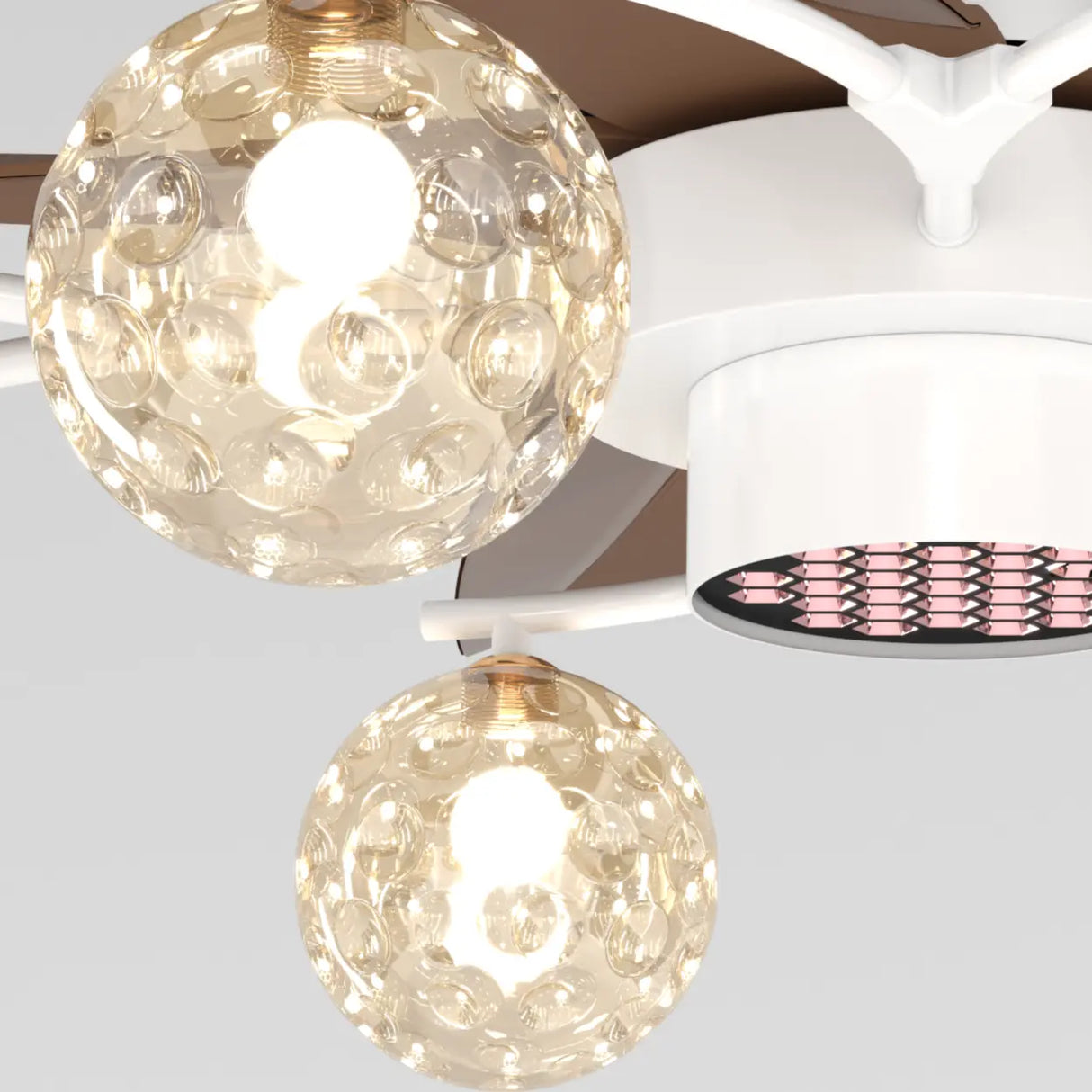Modern Large 5-Blade Reversible Glass Globe Ceiling Fan Light Image - 4