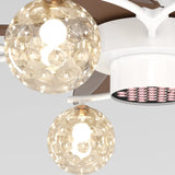 Modern Large 5-Blade Reversible Glass Globe Ceiling Fan Light Image - 4