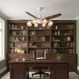 Modern Large 5-Blade Reversible Glass Globe Ceiling Fan Light Image - 9