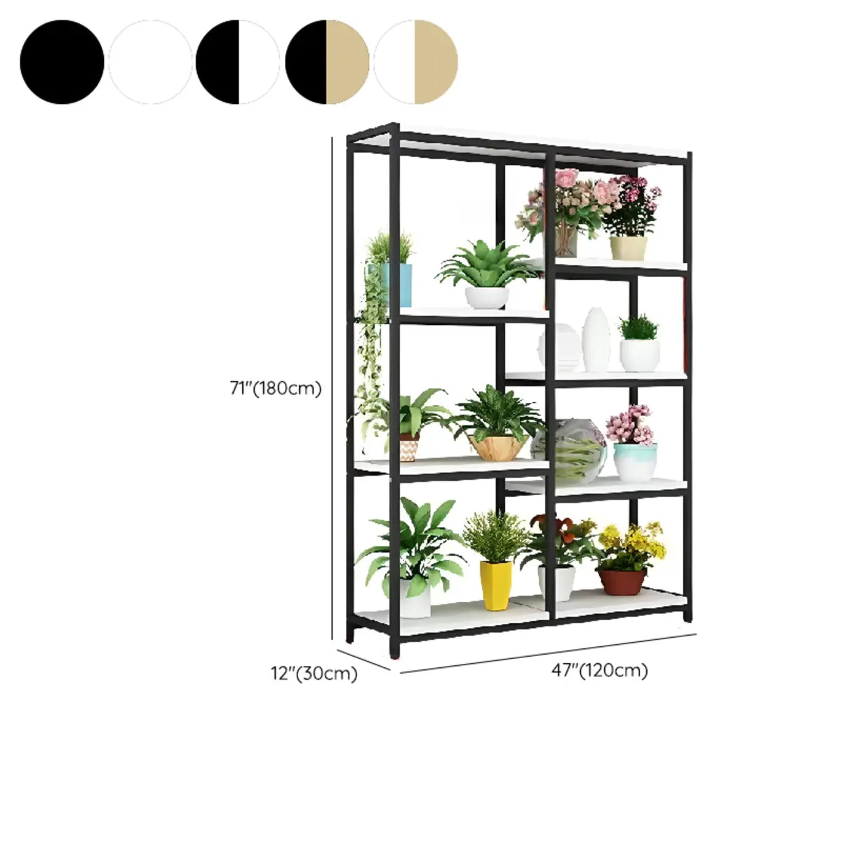 Modern Large Metal Wood Floor Storage Plant Stand White Image - 13