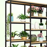 Modern Large Metal Wood Floor Storage Plant Stand White Image - 3