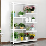 Modern Large Metal Wood Floor Storage Plant Stand White Image - 6