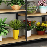 Modern Large Metal Wood Floor Storage Plant Stand White Image - 9