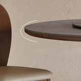 Modern Lazy Susan Stone Round Gray Wood Dining Table Image - 4