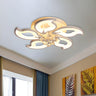 Modern Leaf-Shaped Crystal LED Semi-Flush Mount Light Image - 1