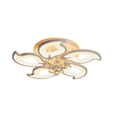 Modern Leaf-Shaped Crystal LED Semi-Flush Mount Light Image - 3