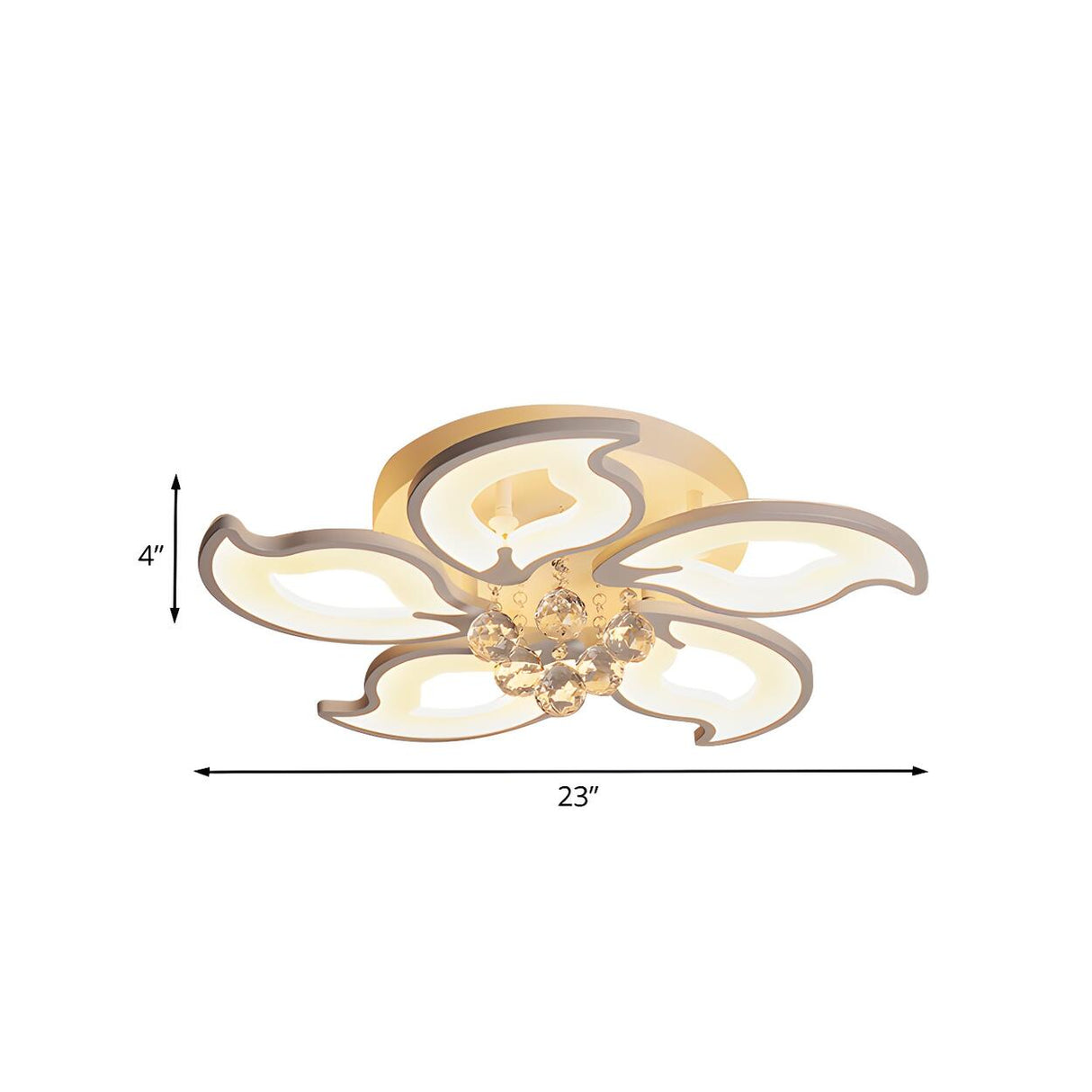Modern Leaf-Shaped Crystal LED Semi-Flush Mount Light Image - 4