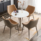 Modern Leather Armless Upholstered Solid Back Dining Chair Image - 1