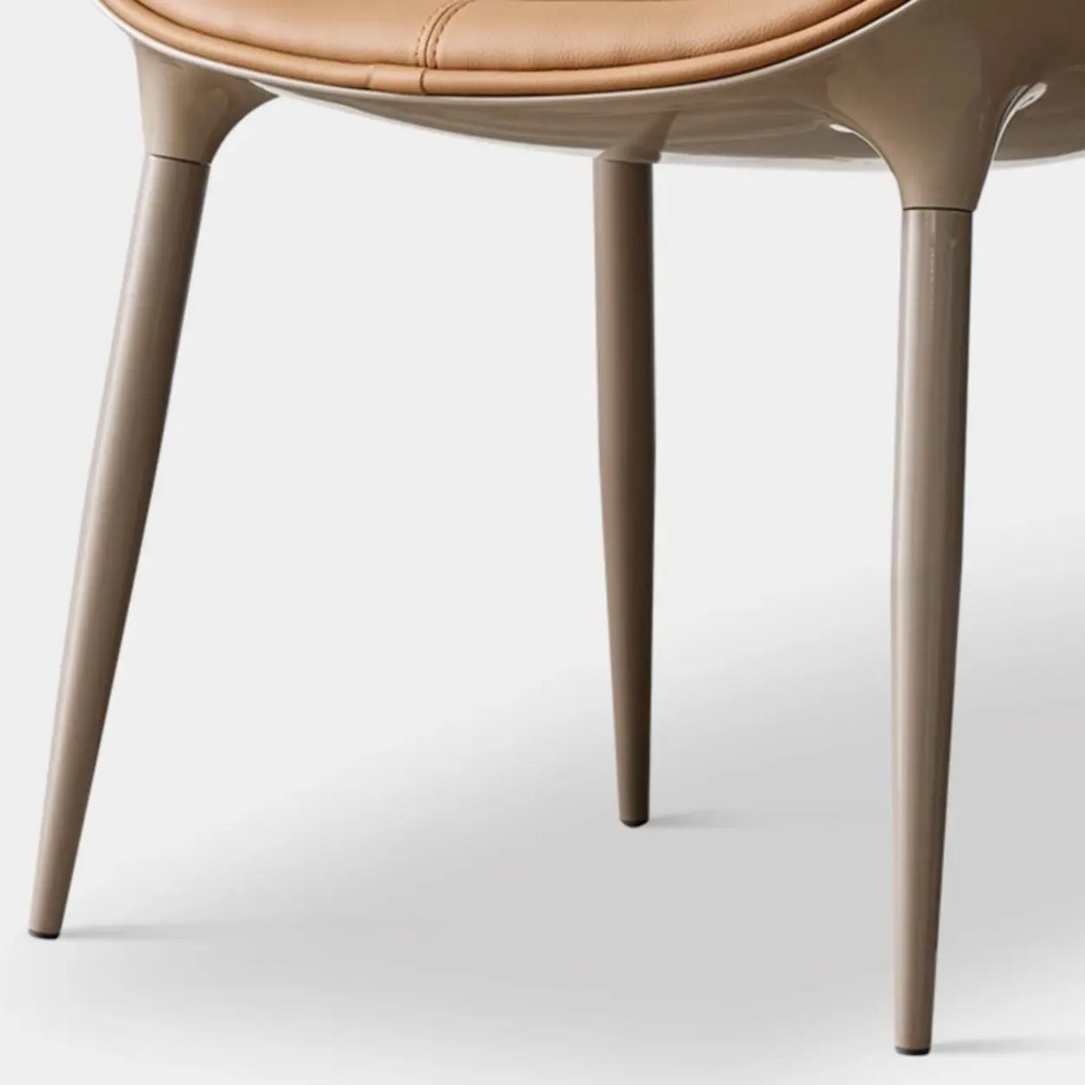 Modern Leather Armless Upholstered Solid Back Dining Chair Image - 4