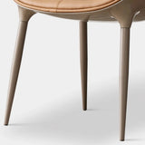 Modern Leather Armless Upholstered Solid Back Dining Chair Image - 4