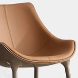 Modern Leather Armless Upholstered Solid Back Dining Chair Image - 5