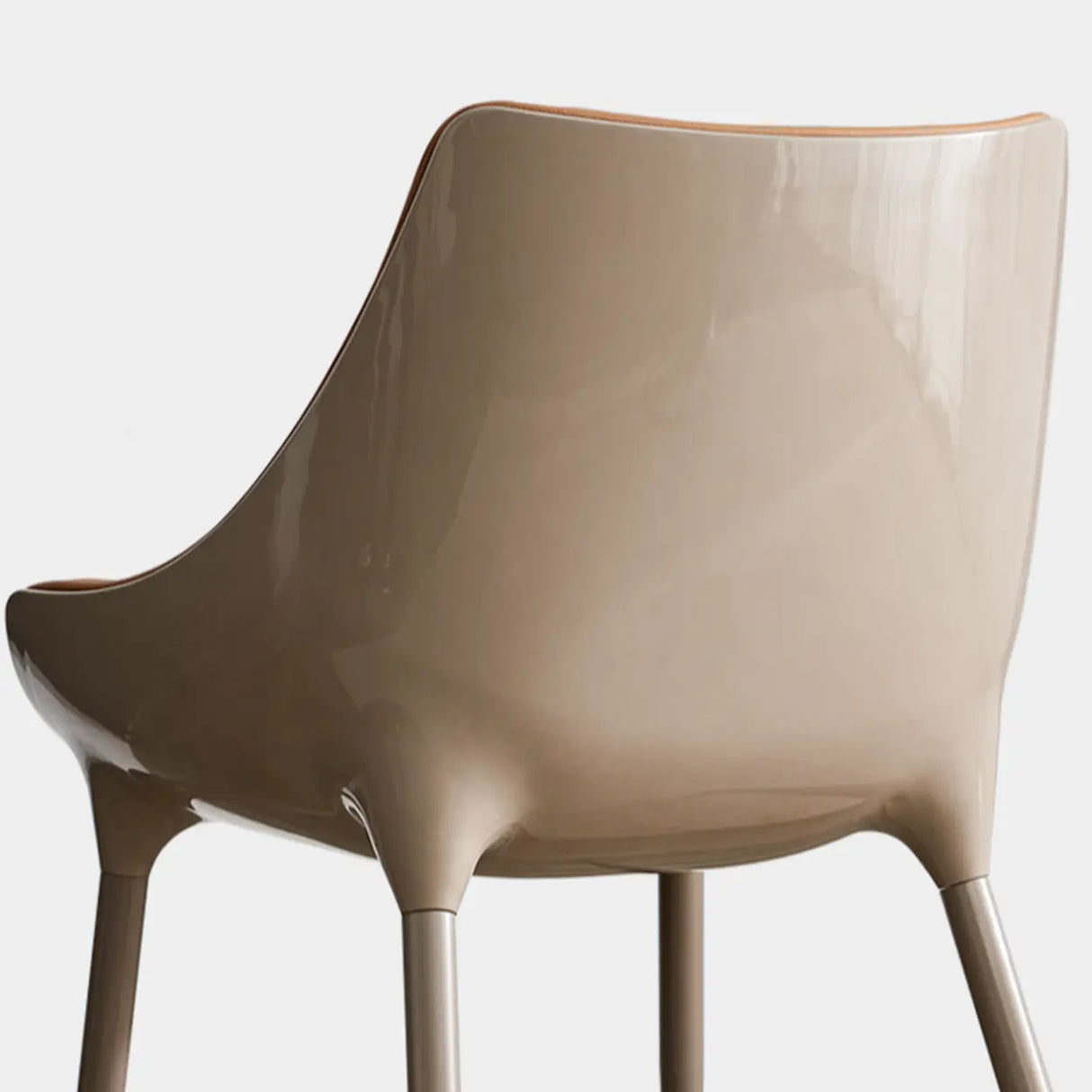 Modern Leather Armless Upholstered Solid Back Dining Chair Image - 6