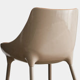 Modern Leather Armless Upholstered Solid Back Dining Chair Image - 6