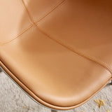 Modern Leather Armless Upholstered Solid Back Dining Chair Image - 7