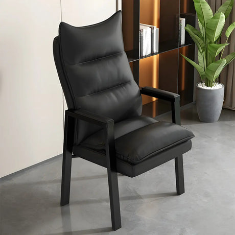 Modern Leather Black Ergonomic Waterproof Office Chair Image - 1