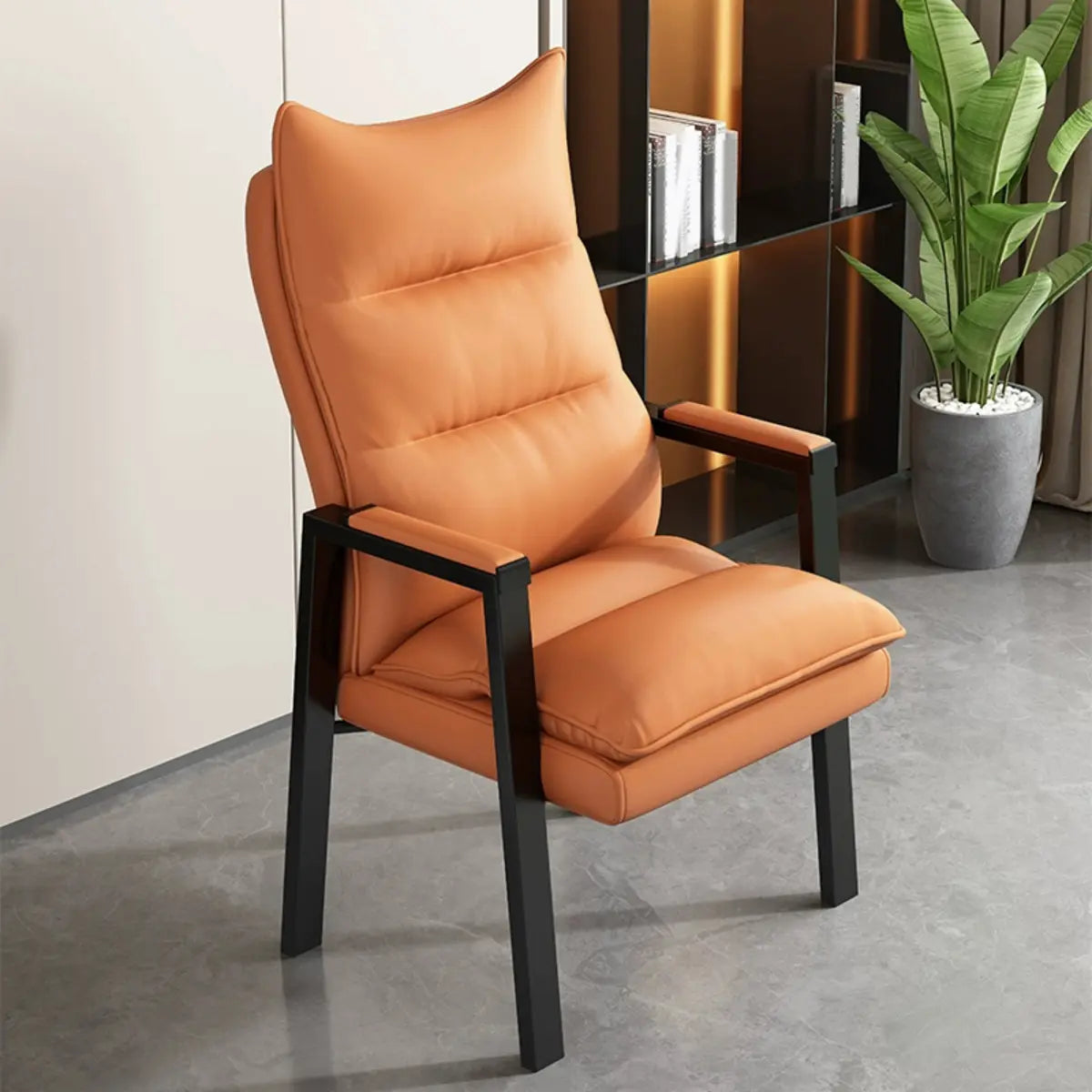 Modern Leather Black Ergonomic Waterproof Office Chair Image - 2