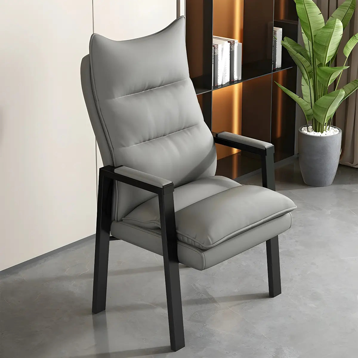 Modern Leather Black Ergonomic Waterproof Office Chair Image - 3