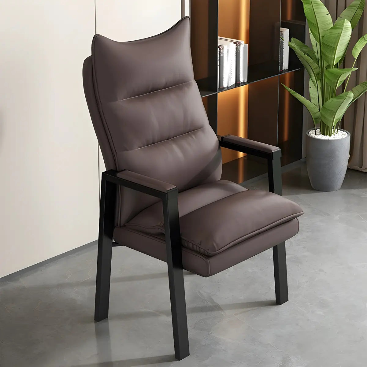 Modern Leather Black Ergonomic Waterproof Office Chair Image - 5