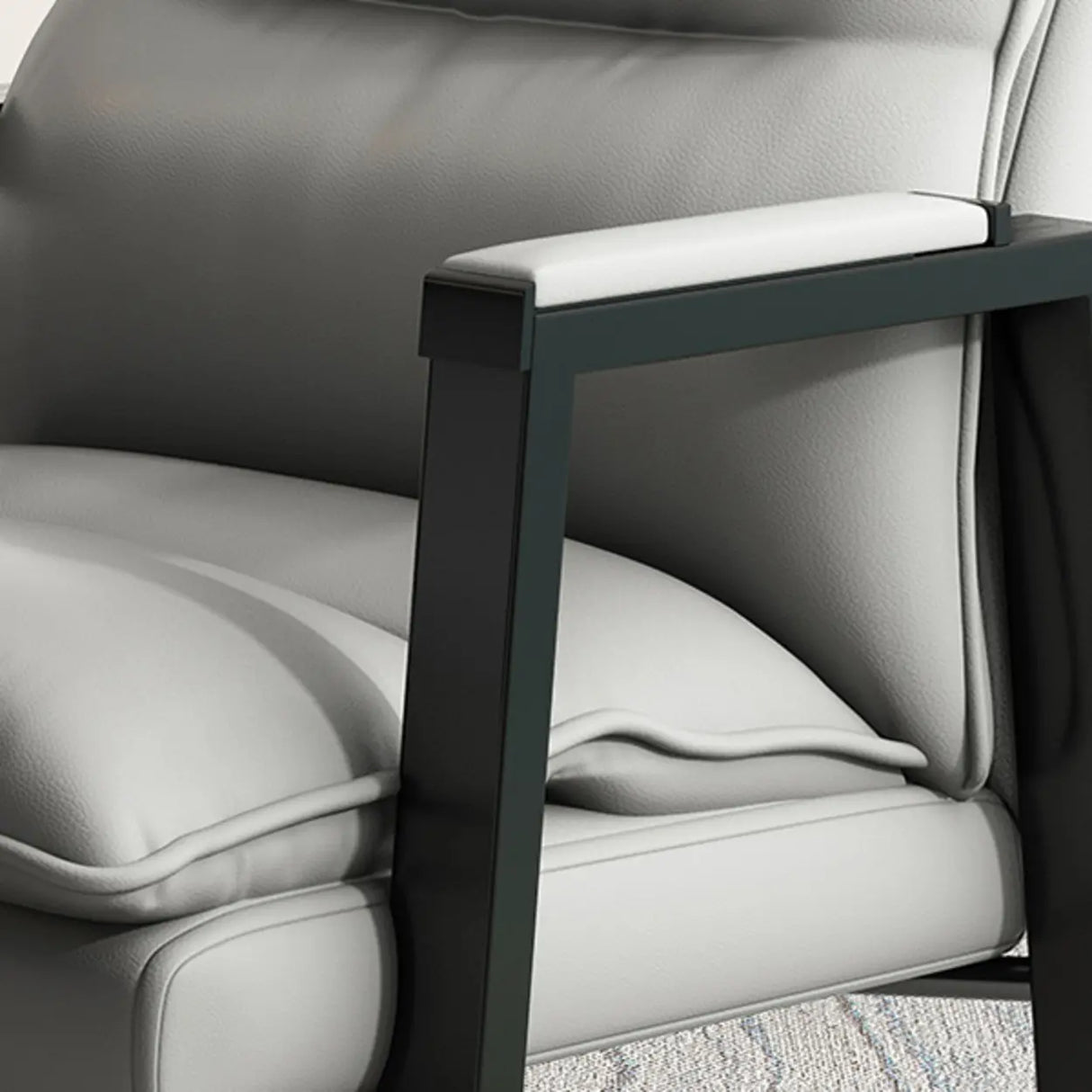 Modern Leather Black Ergonomic Waterproof Office Chair Image - 9
