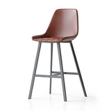 Modern Leather Counter Height Bar Stool with High Back Image - 15