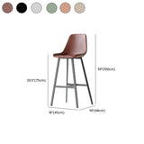 Modern Leather Counter Height Bar Stool with High Back Image - 20