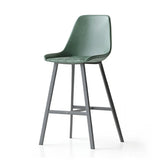 Modern Leather Counter Height Bar Stool with High Back Image - 5