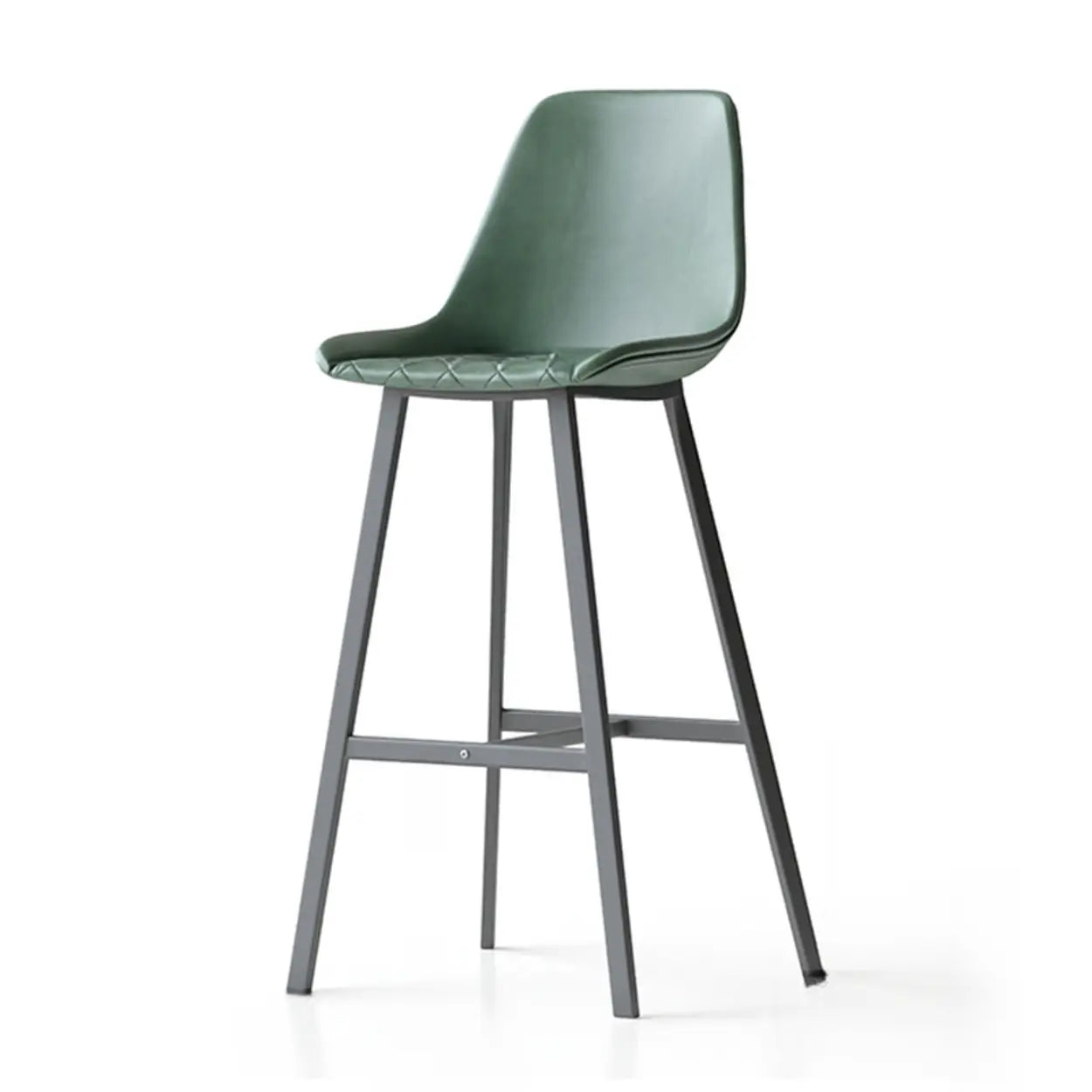 Modern Leather Counter Height Bar Stool with High Back Image - 7