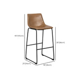 Modern Leather Counter Height Bar Stool with Metal Legs #size