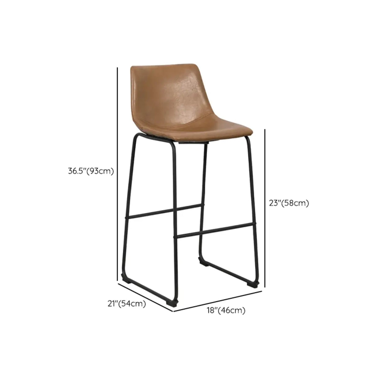 Modern Leather Counter Height Bar Stool with Metal Legs Image - 11
