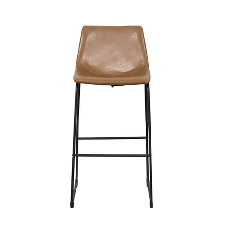 Modern Leather Counter Height Bar Stool with Metal Legs Image - 2