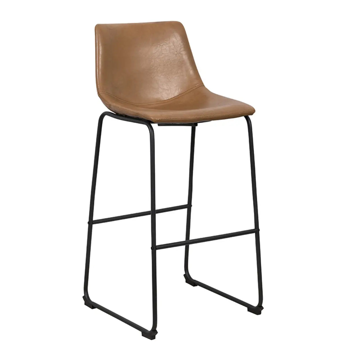 Modern Leather Counter Height Bar Stool with Metal Legs Image - 5
