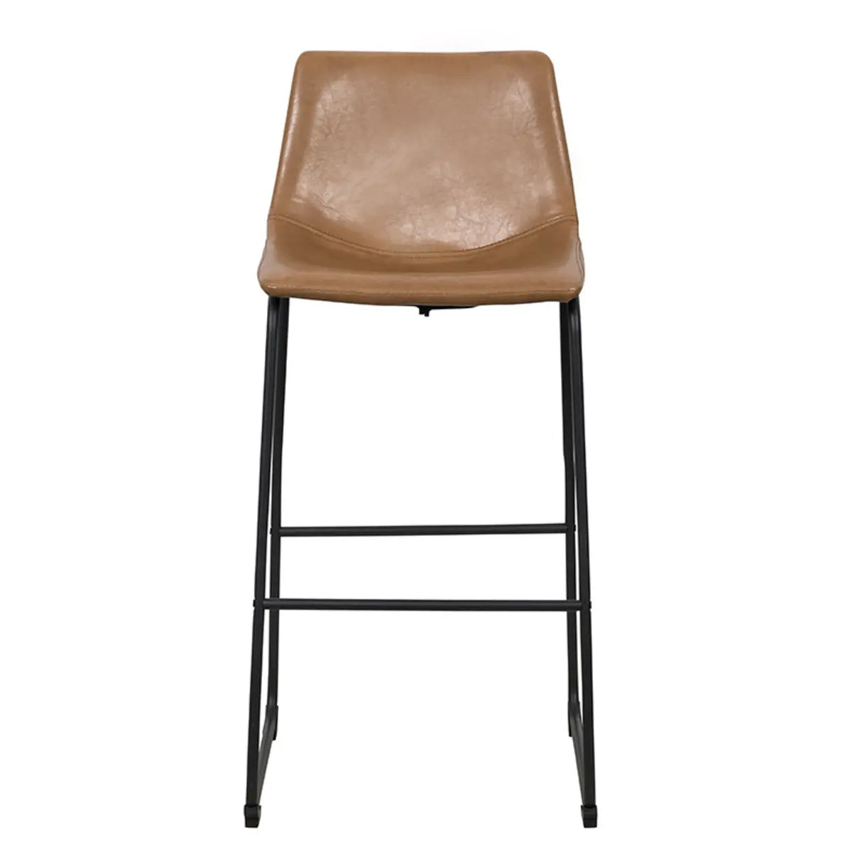 Modern Leather Counter Height Bar Stool with Metal Legs Image - 6